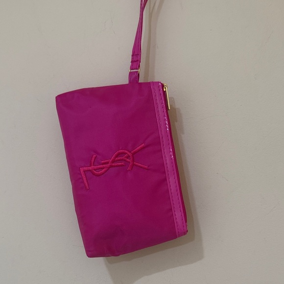 GWP Item | Yves Saint Laurent Nylon Fuchsia Wristlet Cosmetic Clutch Makeup bag - Picture 5 of 10